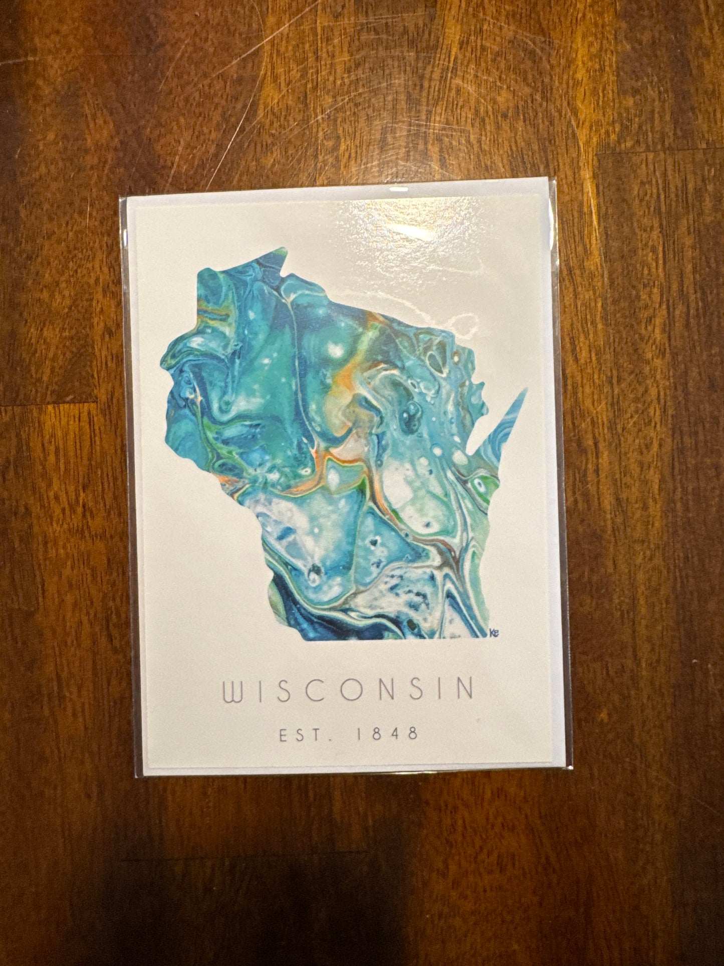 Card Wisconsin Teal 5x7